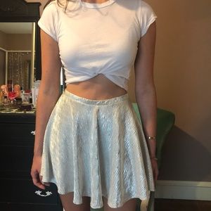 Metallic Silver Skater Skirt